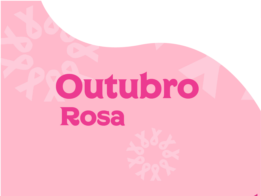 Imagem ilustrativa cujo texto é Outubro Rosa. A publicação a seguir trata de fatores que causam o câncer de mama e contém dicas de prevenção